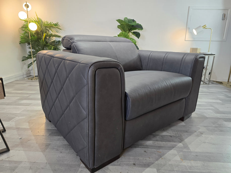 Mason 1 Seater - Relaxed Matt Leather Charcoal