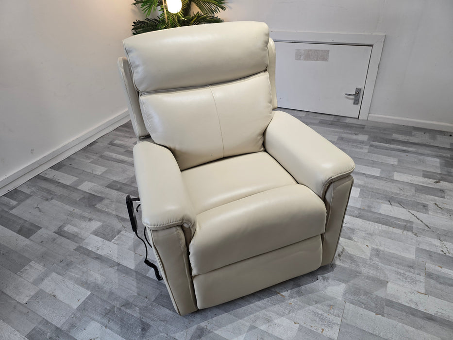 Parker 1 Seater - Trusty Sheen Leather Bone China - Power Rise and Recline