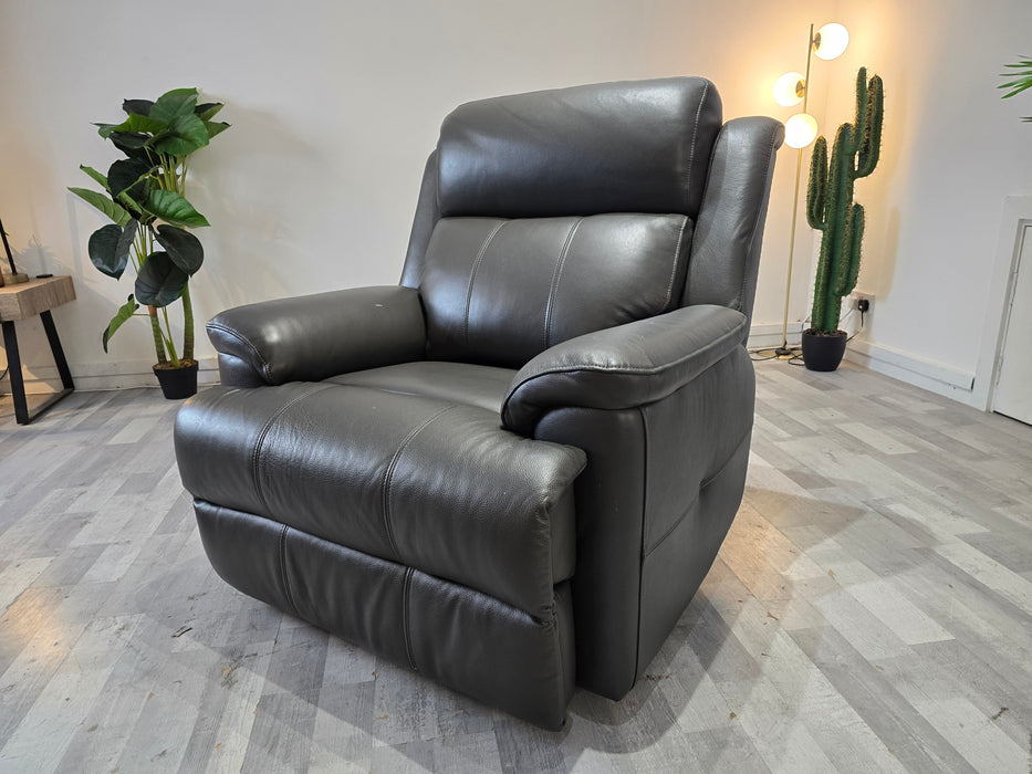 Gracie 1 Seater - Leather Power Reclining Chair - Charcoal