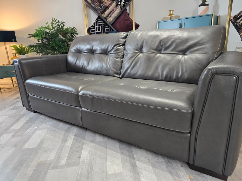 Maximo 3 Seater - Leather Sofa - Dakota Pewter