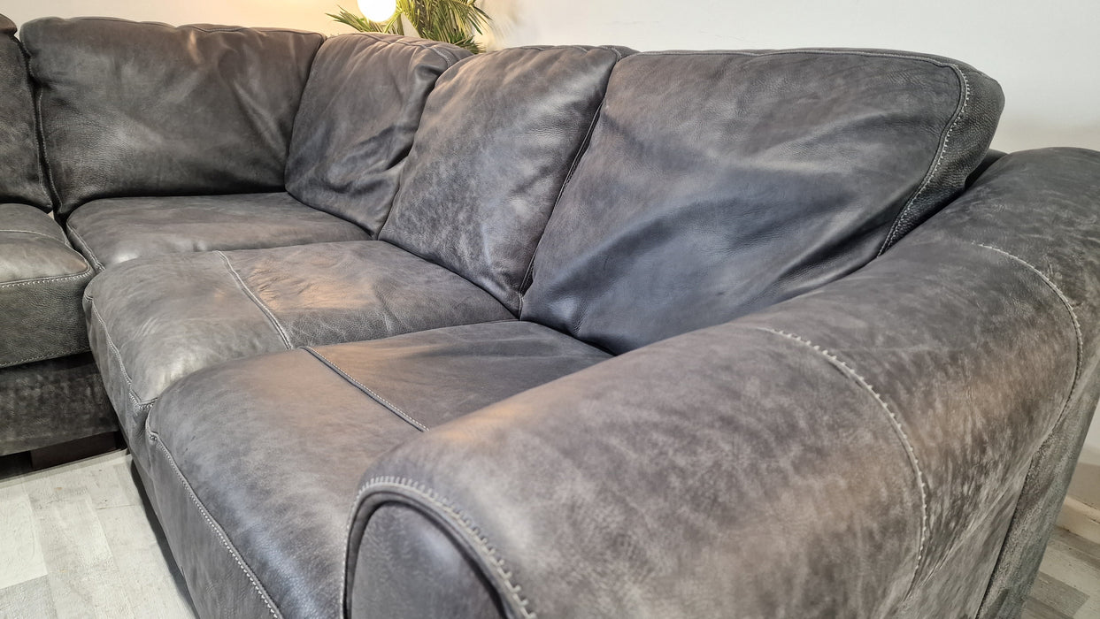 Galleria 2 Corner 1 - Leather Sofa - Utah Grey