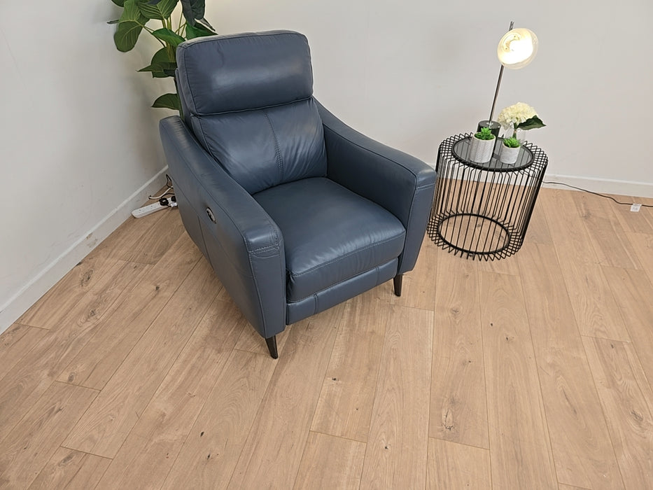 Maxi - Leather Power Reclining Chair - Denim Blue