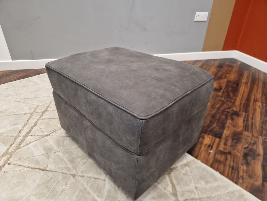 Bartello Footstool - Leather Storage - Charcoal