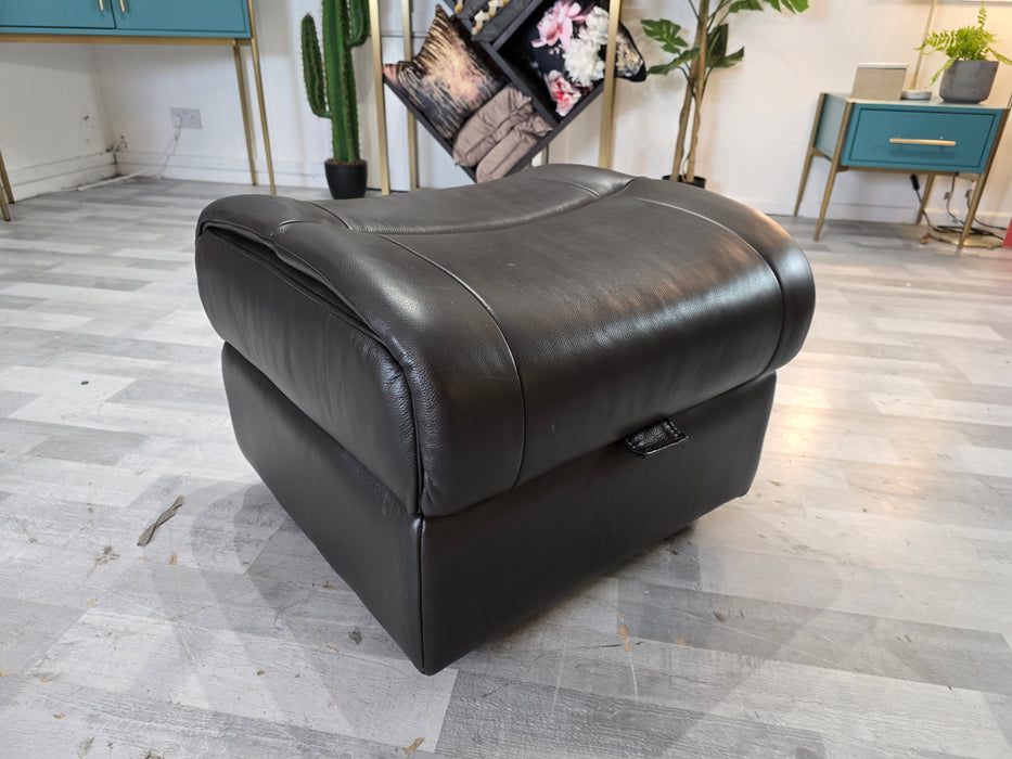 Benton Storage Footstool - Leather - Black Coffee