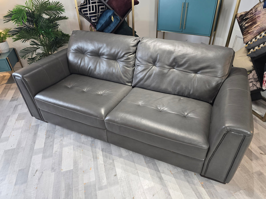 Maximo 3 Seater - Leather Sofa - Dakota Pewter