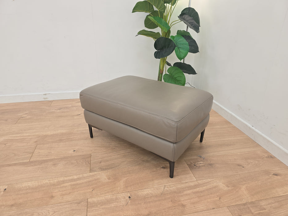 Milano Footstool - Leather - Grey