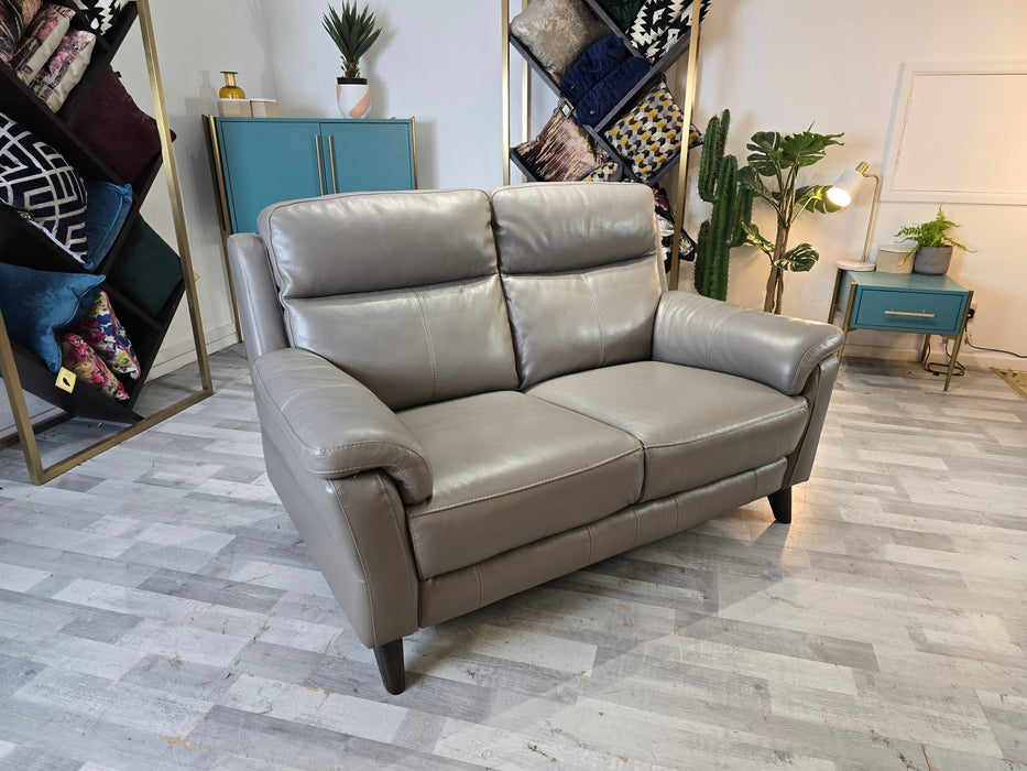 Lucca 2 Seat - Leather Sofa - Le Mans Fossil Grey