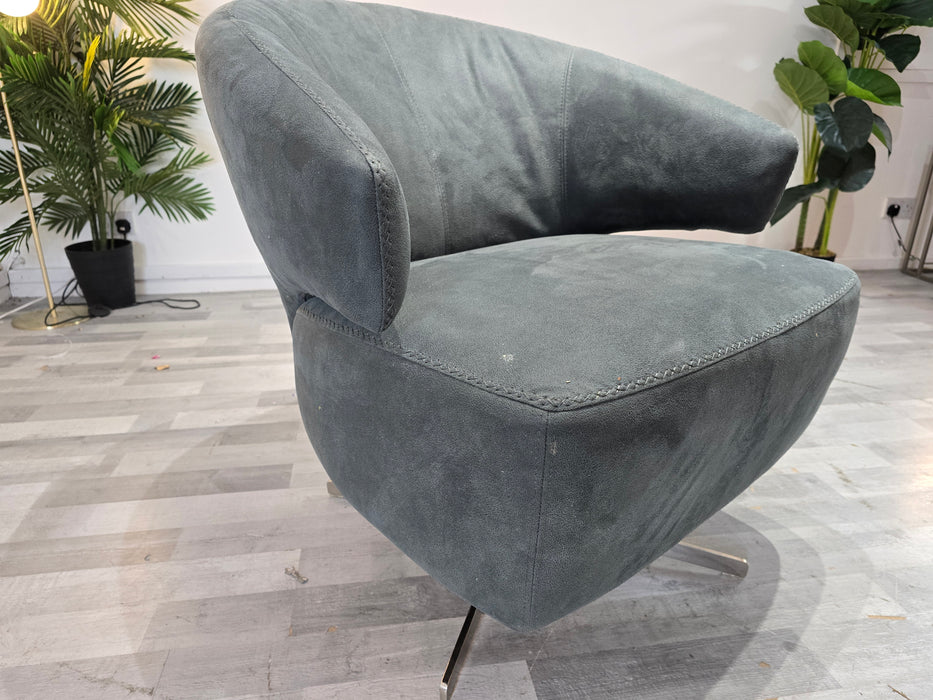 The Adler Swivel Chair -Fabric - Green