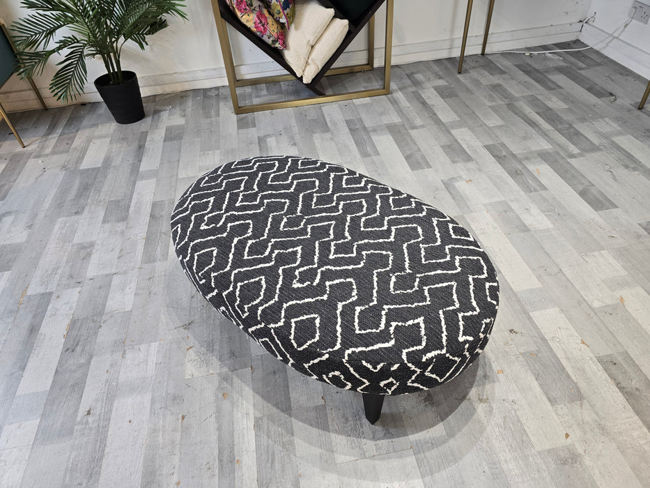 Porter Oval Footstool - Fabric - Otis Mono