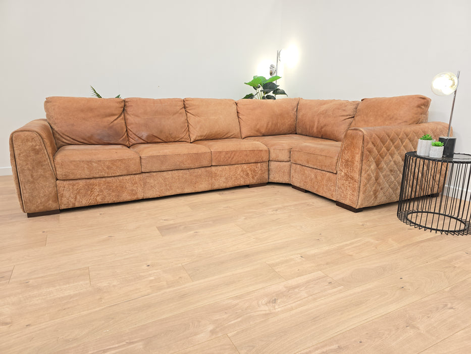 Mazzini 3 Corner 1 - Leather Sofa - Utah Tan