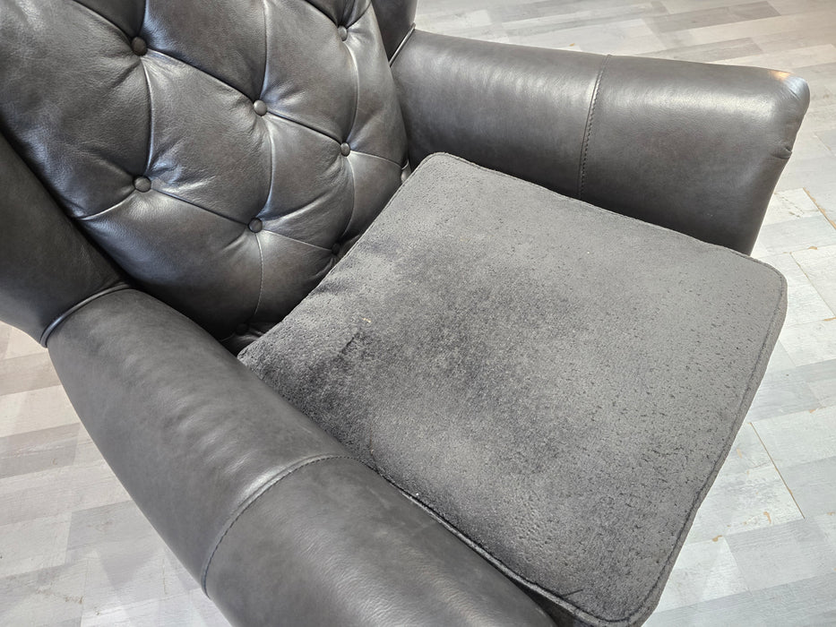 Persia 1 Seater - Leather Accent Chair -  Charcoal/Smoke