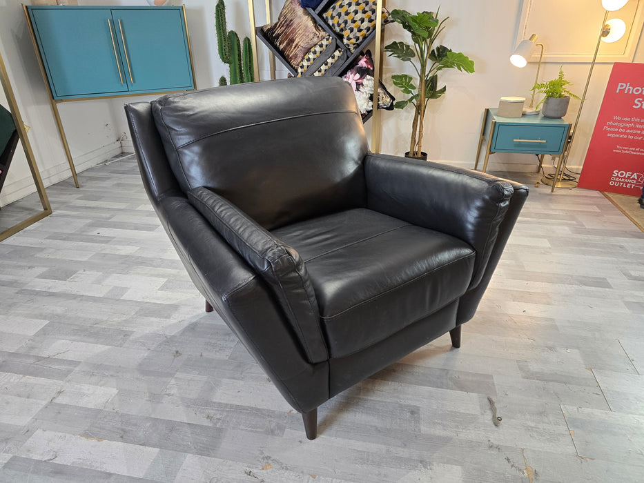 Fellini 1 Seater - Leather Chair - Hampshire Black