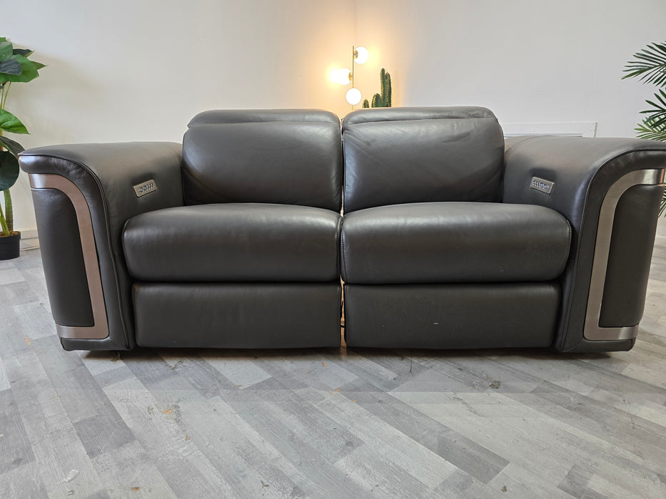 Plaza 2 Seater - Trusty Embossed Leather Charcoal