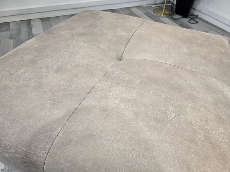 Strato Designer Footstool - Character Leather Taupe All Over