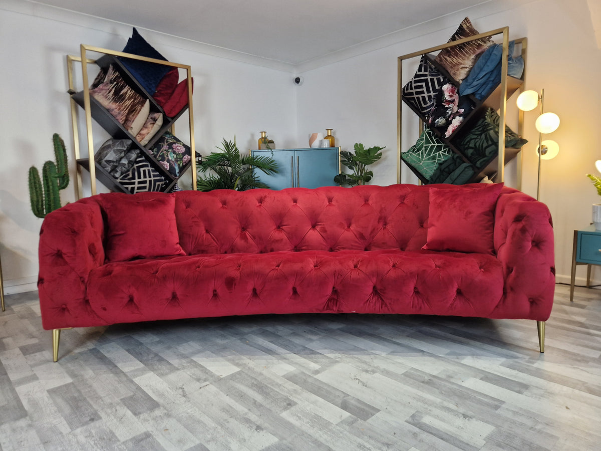 Alchemist 4 Seat Fabric Sofa Plush Cranberry — The Sofa Clearance