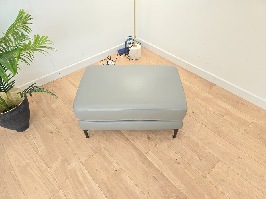 Lucca Footstool - Leather - Lead Grey