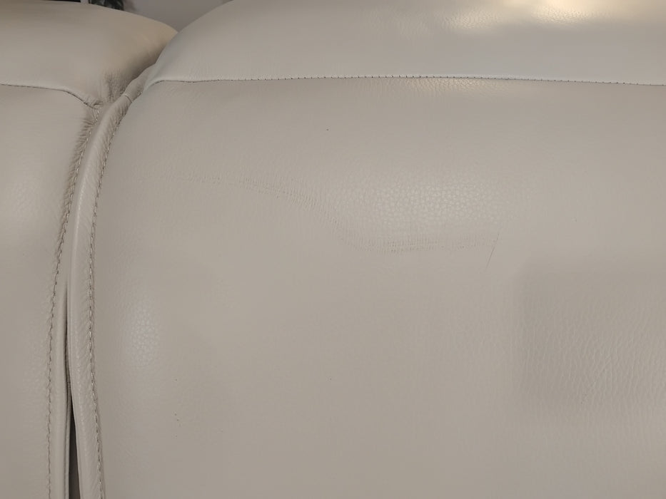 Sofology Premiere Leather 2.5 Seater Power Recliner/Headrest in Trusty Embossed Bone China