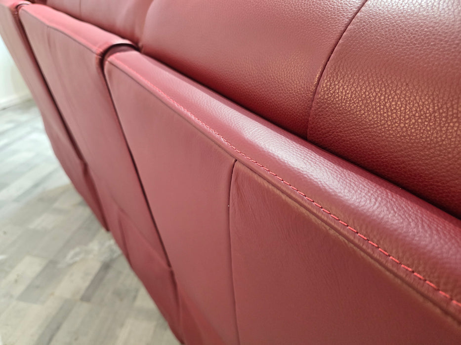 Gracie 3 Seater - Trusty Sheen Leather Cranberry - Power Recliner