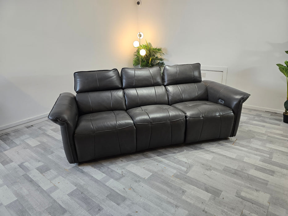 Cadenza 3 Seater - Power Recliner - Leather Sofa -  Charcoal