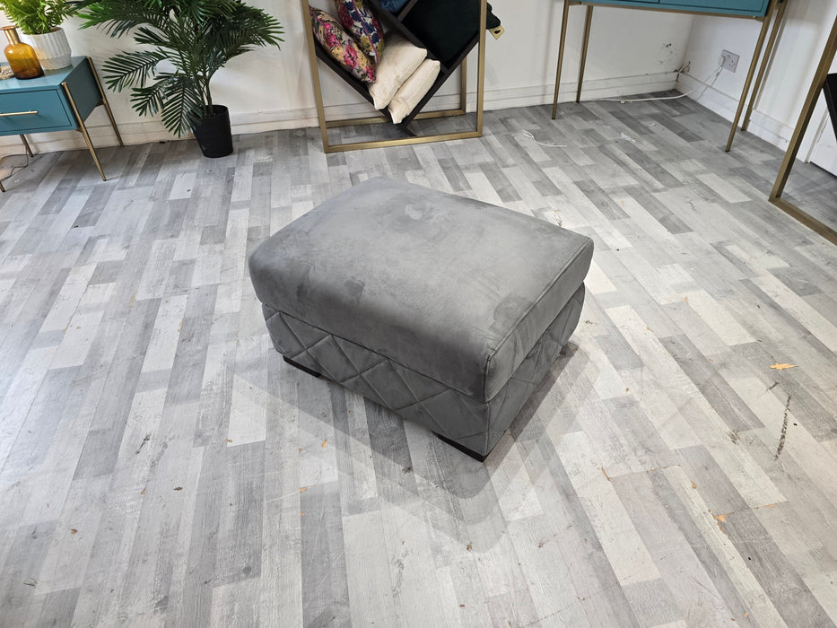 Mason Fabric Designer Footstool Tara Lead Grey