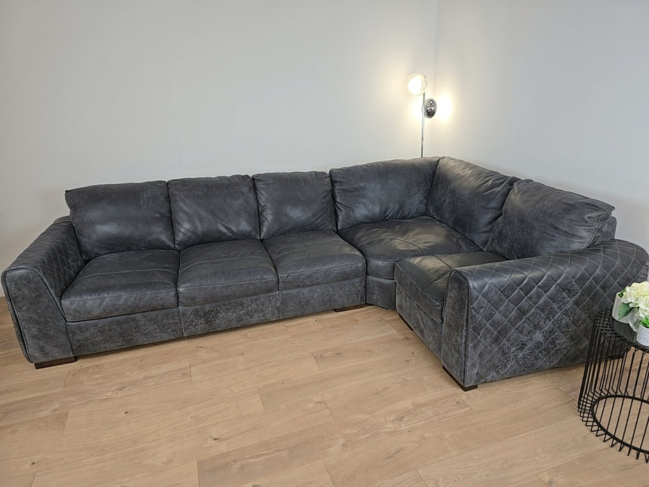 Mazzini 3 Corner 1 - Leather Sofa - Utah Grey