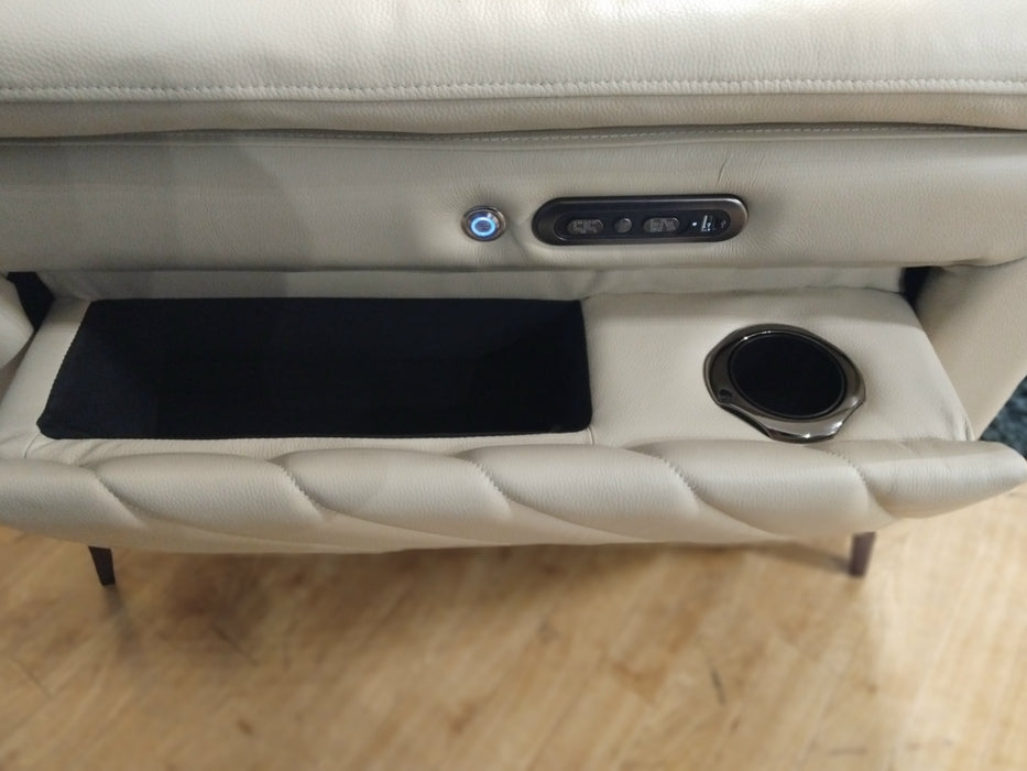 Sofology The Fratelli Leather 2.5 Seater Power Recliner/Headrest in Trusty Embossed Bone China