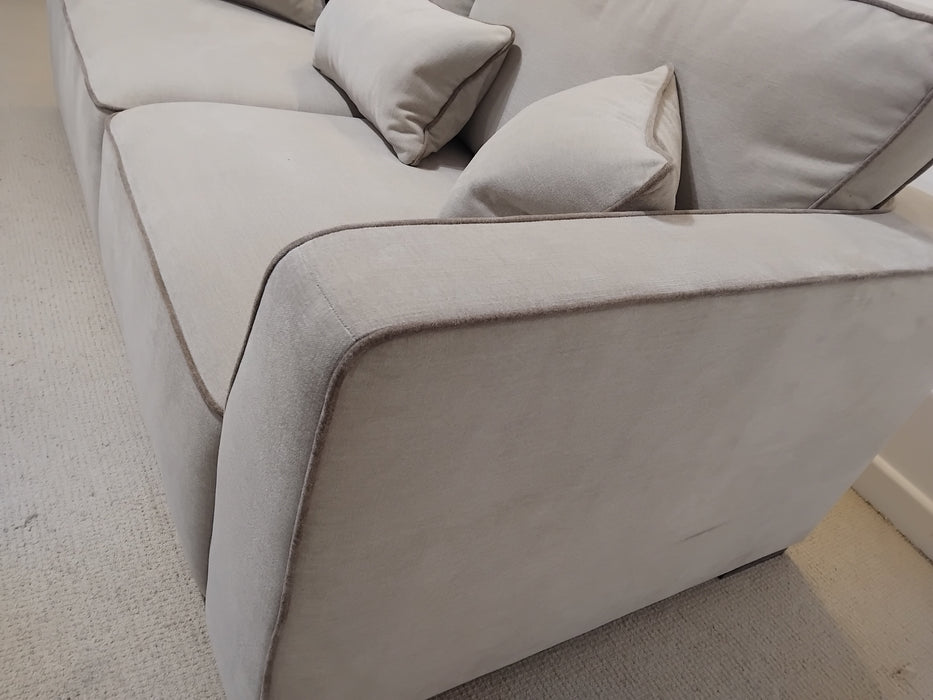 Sofology Russo Fabric 3 Seater in Soft Chenille Contrast Piping Linen Mix