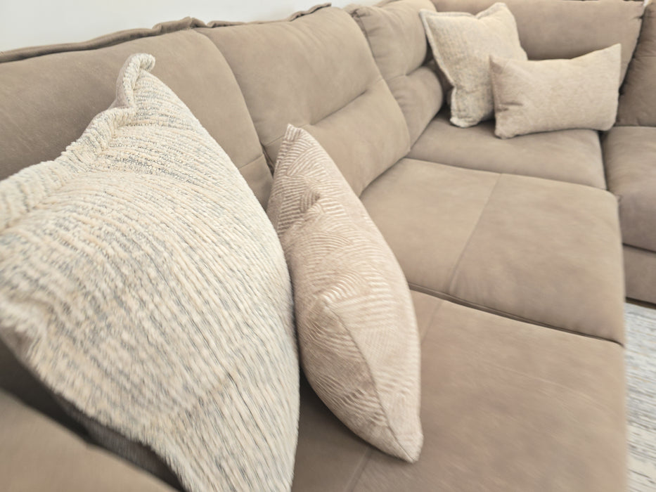 Strato Corner Sofa - Leather - Taupe/Natural Mix