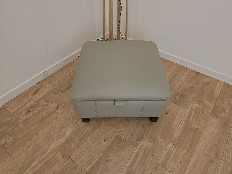 Buxton - Leather Storage Footstool  - Lead Grey