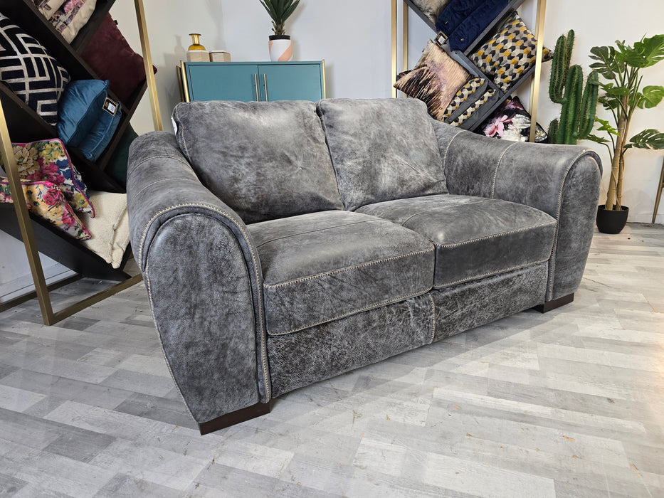 Galleria 2 Seater - Leather Sofa - Contrast Utah Grey