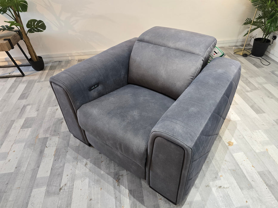 Mason 1 Seater - Leather - Dexter Charcoal - Power Recliner