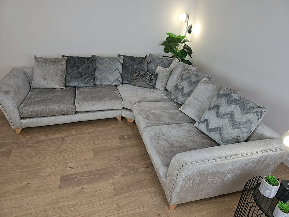 Lawrie 2 Corner 2 - Fabric Sofa - Silver