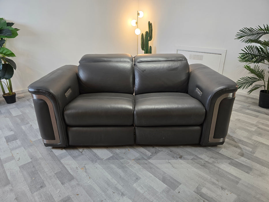 Plaza 2 Seater - Trusty Embossed Leather Charcoal