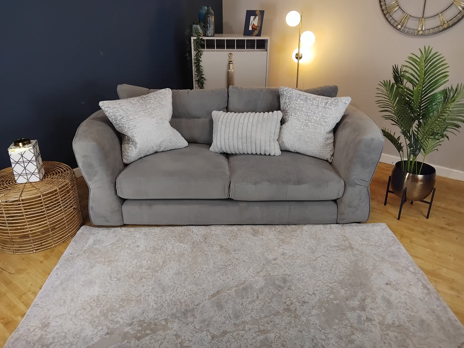 Sofology Reign Fabric 3 Seater in Luxe Sherpa Grey/Silver Mix
