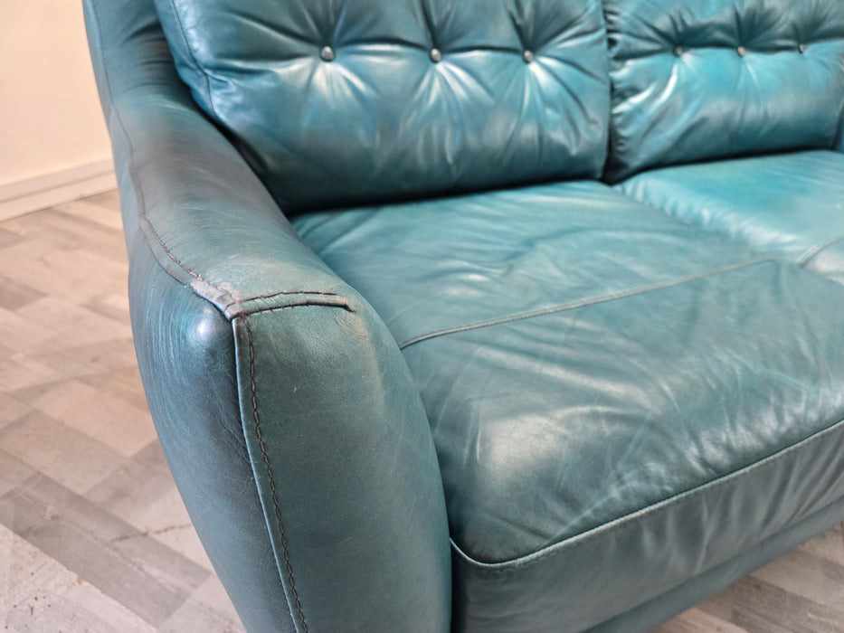 Cordelia 2 Seater - Leather Sofa - Indiana Teal