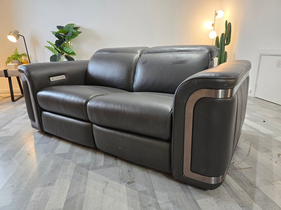 Plaza 2 Seater - Trusty Embossed Leather Charcoal