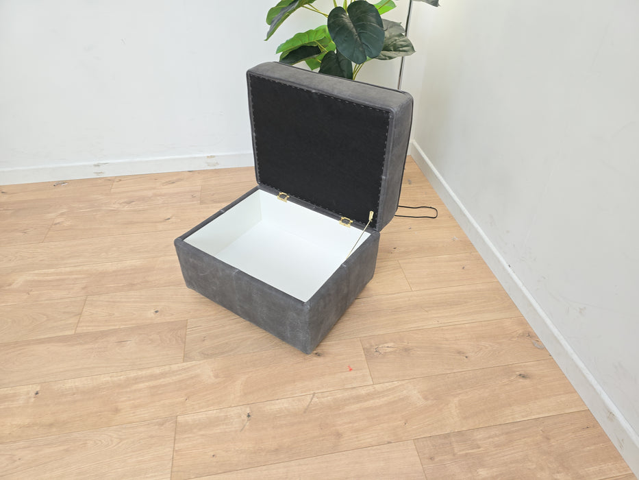 Bartello Footstool - Leather - Charcoal