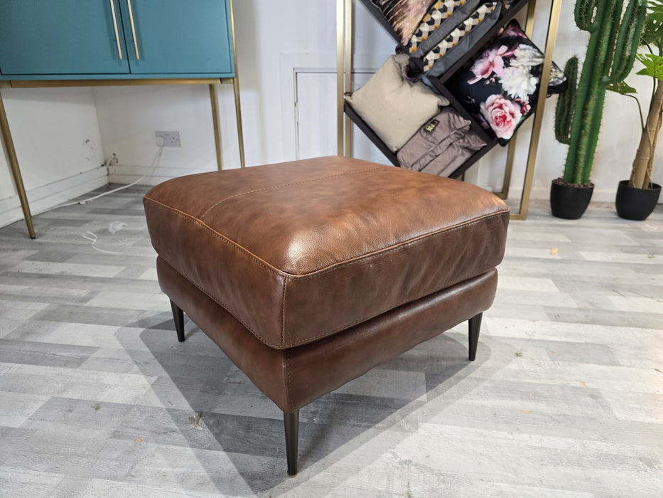 Cordelia Footstool - Leather - Alaska Whiskey