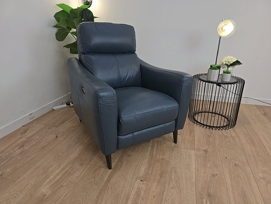 Maxi - Leather Power Reclining Chair - Denim Blue