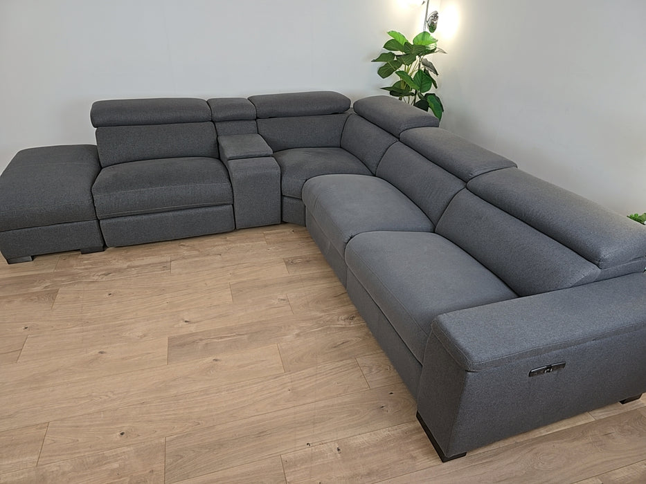 Hike 3 Corner 3 - Fabric Power Reclining Sofa- Charcoal