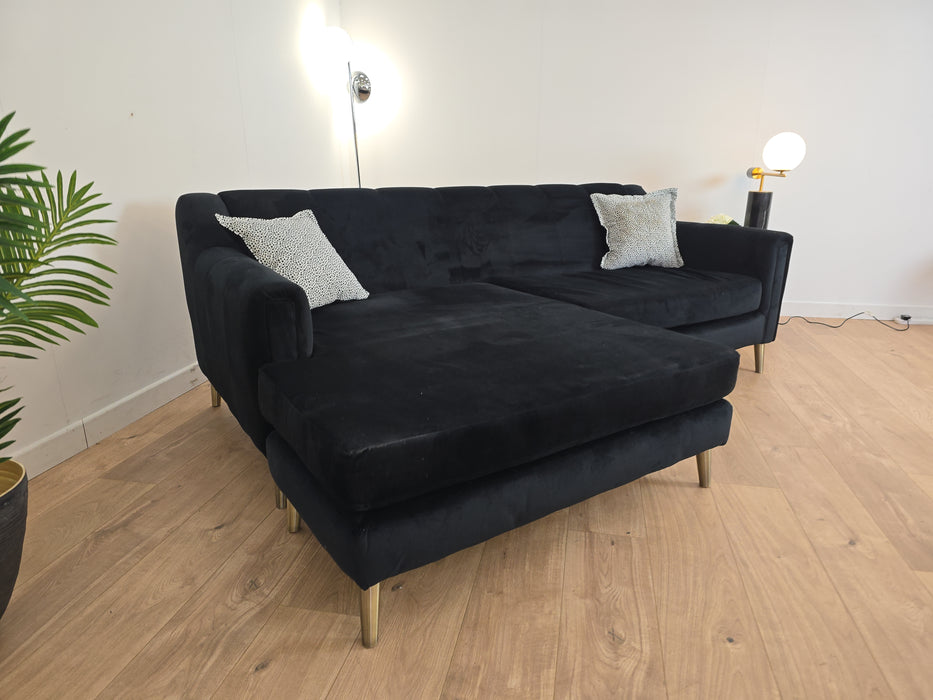 Ivanna 4 Seater Chaise - Fabric - Festival Spotted Black Mix