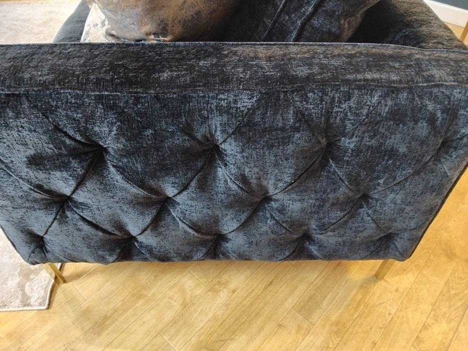 Sofology Rococo Fabric 3 Seater in Chunky Chenille Black Mix (WA2)