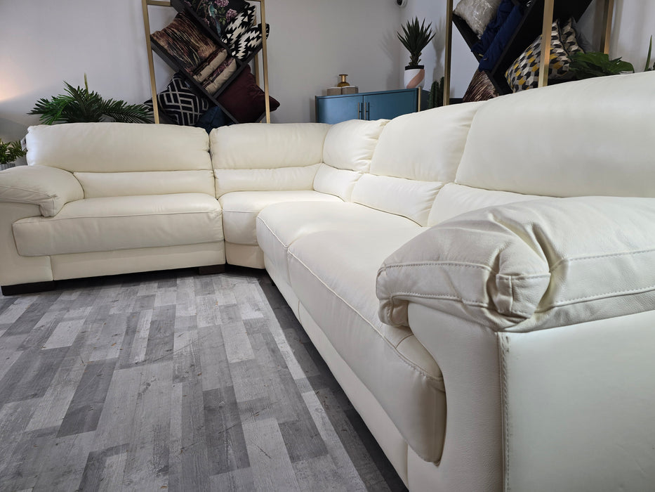 Santino 1 Corner 3 - Leather Sofa - Hampshire Aspen White