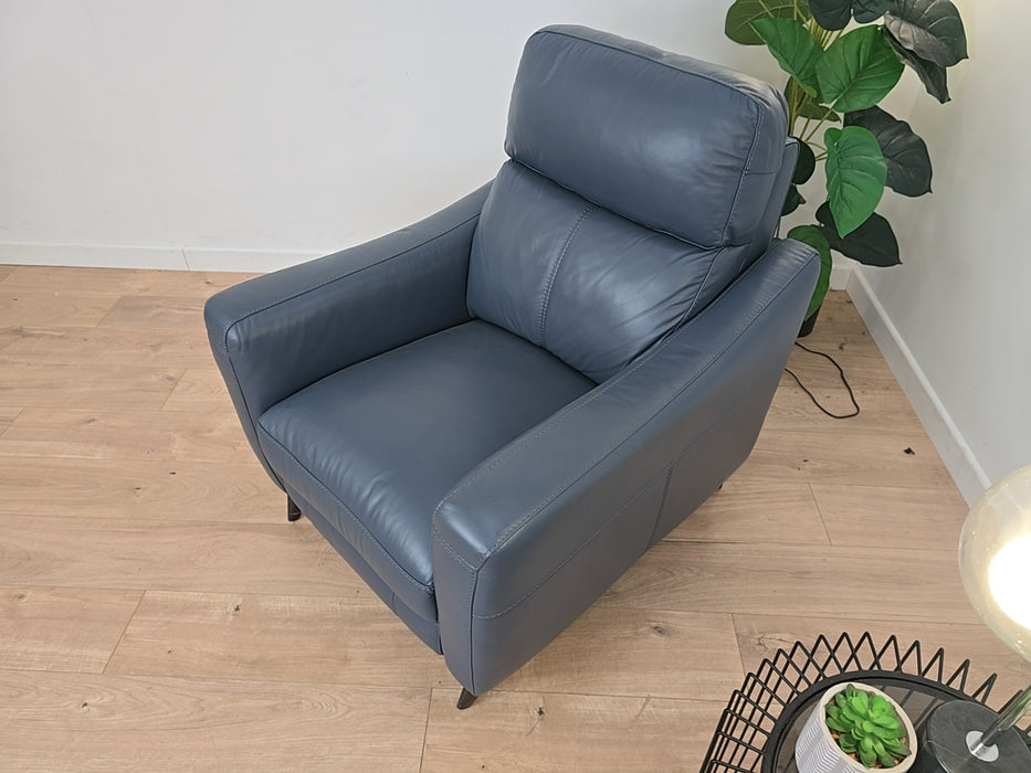 Maxi - Leather Power Reclining Chair - Denim Blue