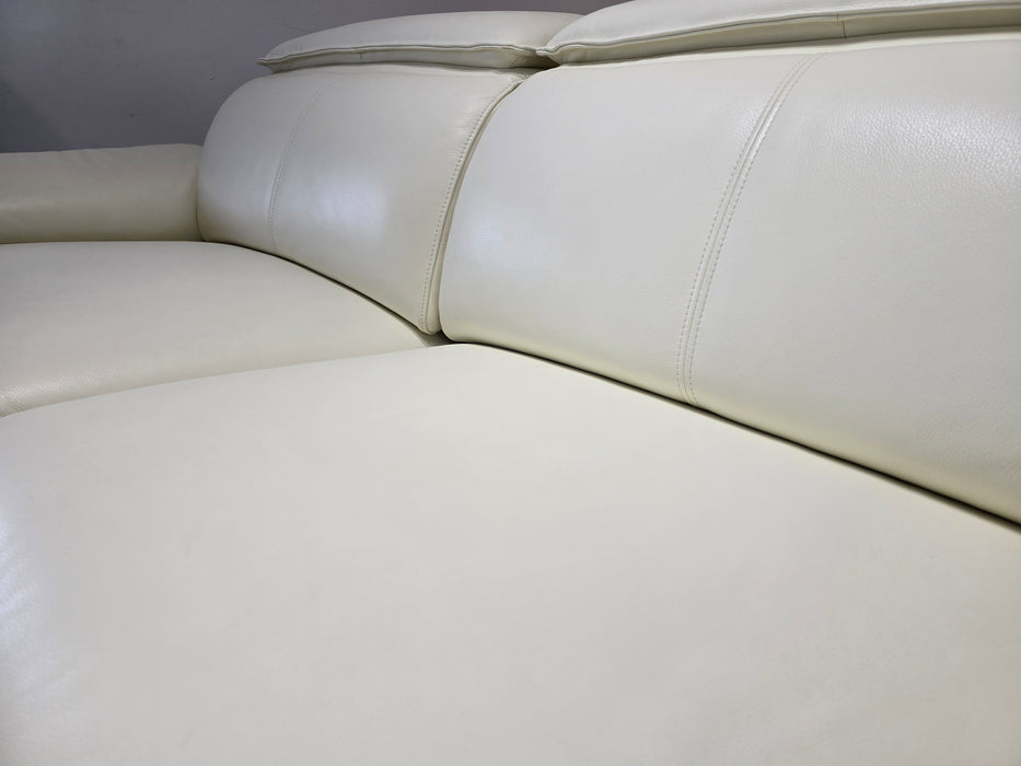 Benz 3 Seater - Power Recliner - Trusty Sheen Leather White