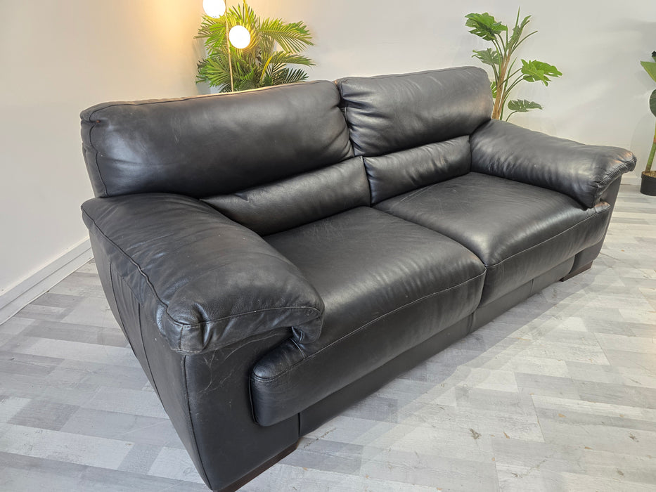 Santino 2 Seater - Leather Sofa - Caruso Black