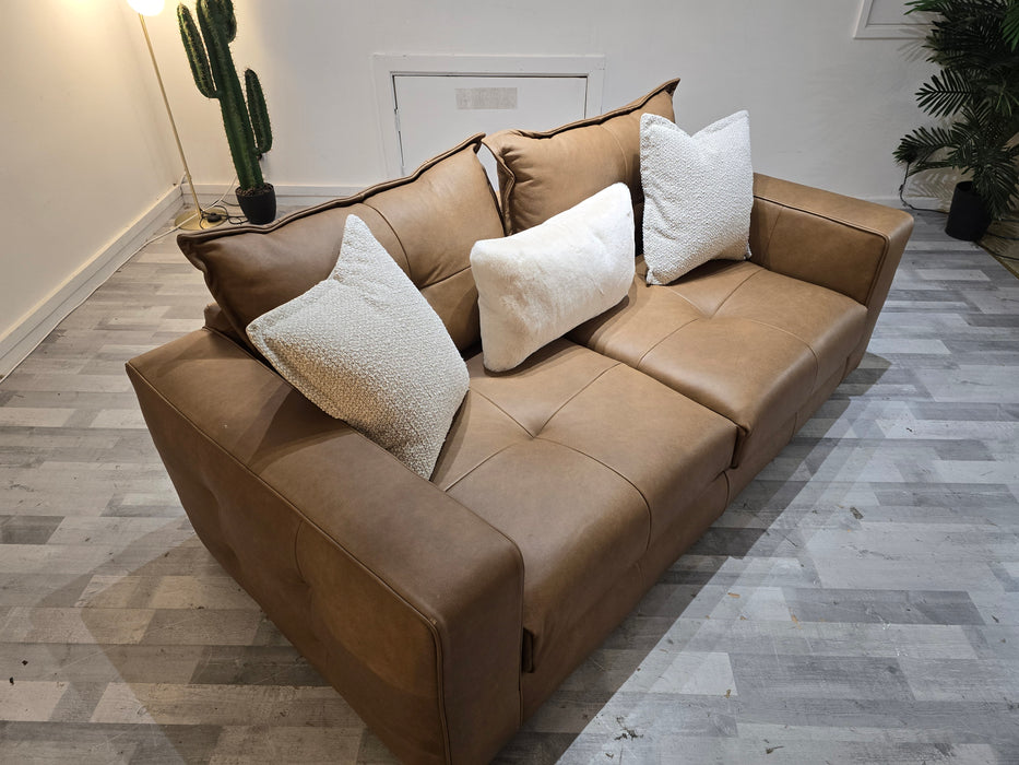 Artisan 3 Seater -Relaxed Natural Grain Leather Tan/Natural Mix