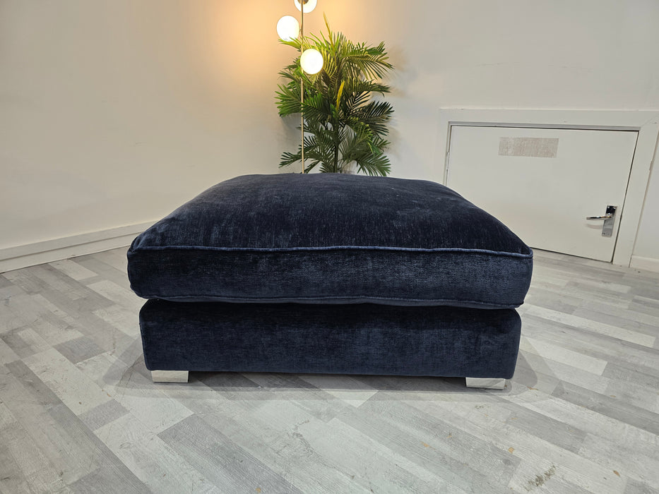 Cavalli  Fabric  Footstool - Blanik Denim All Over