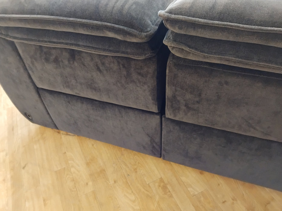 Sofology Premiere Fabric 3 Seater Power Recliner/Headrest in Relaxed Chenille Raisin