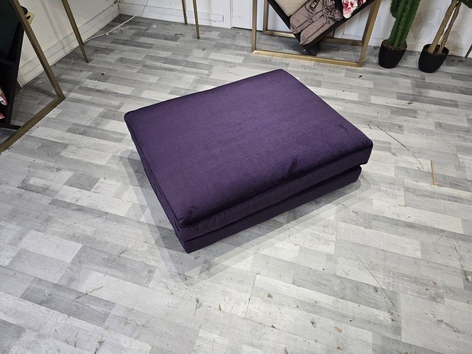 Cricket Combi Footstool - Fabric -   Purple Velvet All Over